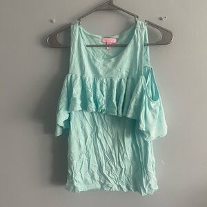 Lilly Pulitzer Aqua Cold Shoulder Blouse